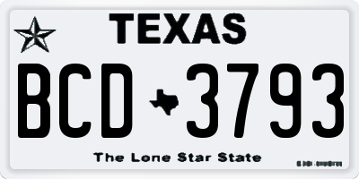 TX license plate BCD3793