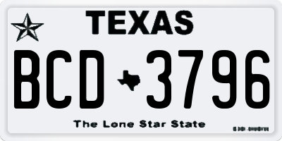 TX license plate BCD3796