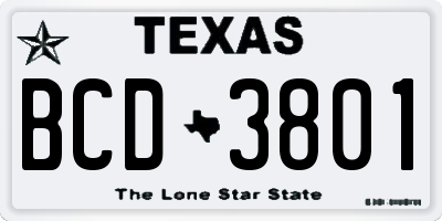 TX license plate BCD3801