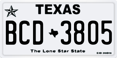 TX license plate BCD3805