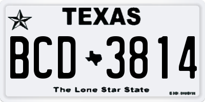 TX license plate BCD3814