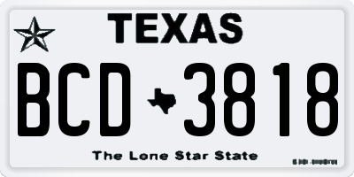 TX license plate BCD3818