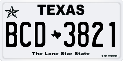 TX license plate BCD3821