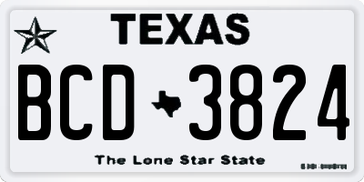 TX license plate BCD3824