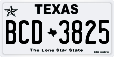 TX license plate BCD3825
