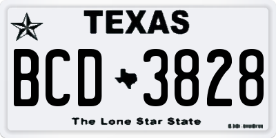 TX license plate BCD3828