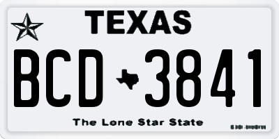 TX license plate BCD3841