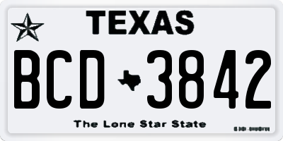 TX license plate BCD3842