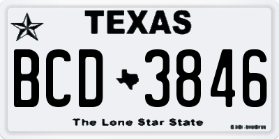 TX license plate BCD3846