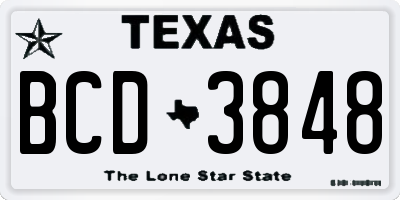 TX license plate BCD3848