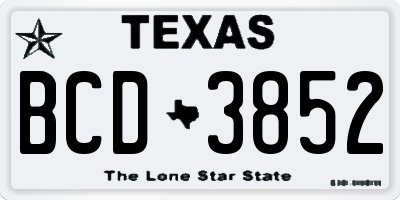 TX license plate BCD3852