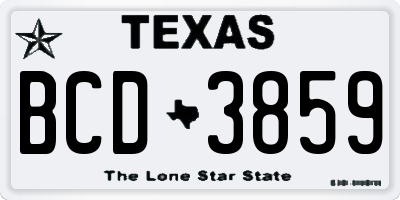 TX license plate BCD3859