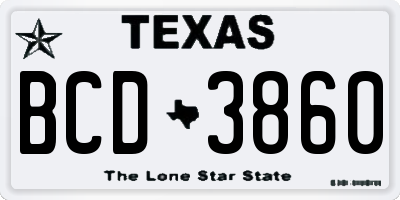 TX license plate BCD3860