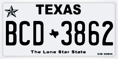 TX license plate BCD3862