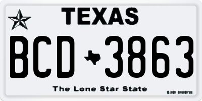 TX license plate BCD3863