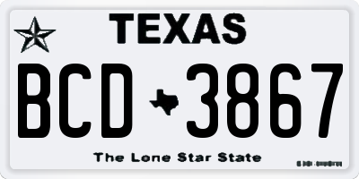 TX license plate BCD3867