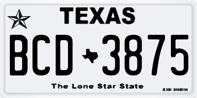 TX license plate BCD3875