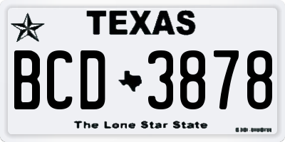 TX license plate BCD3878