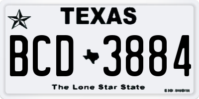 TX license plate BCD3884