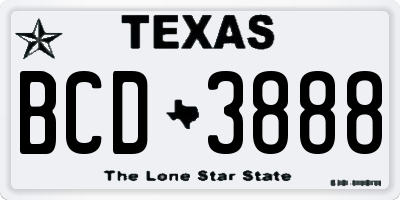 TX license plate BCD3888
