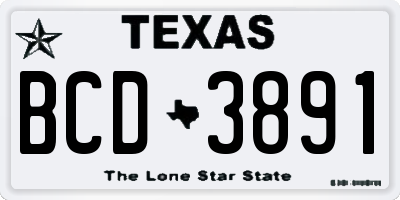 TX license plate BCD3891