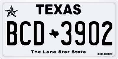 TX license plate BCD3902