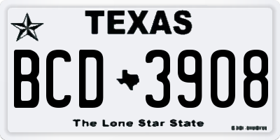 TX license plate BCD3908