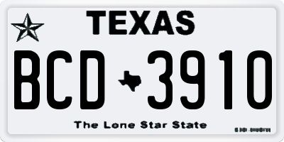 TX license plate BCD3910