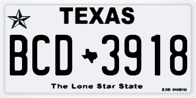 TX license plate BCD3918