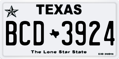 TX license plate BCD3924
