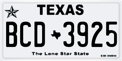 TX license plate BCD3925