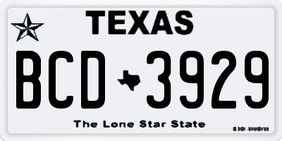 TX license plate BCD3929