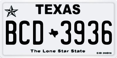 TX license plate BCD3936