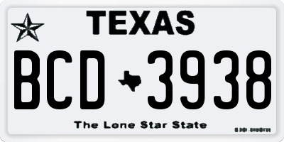 TX license plate BCD3938