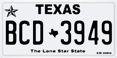 TX license plate BCD3949