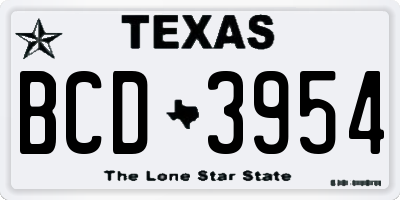TX license plate BCD3954