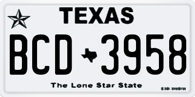 TX license plate BCD3958