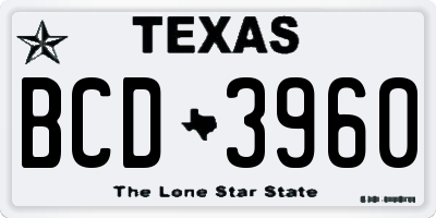 TX license plate BCD3960