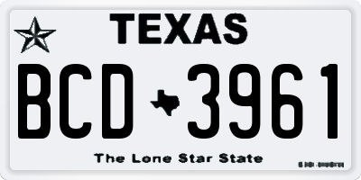 TX license plate BCD3961