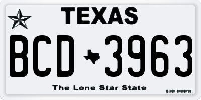 TX license plate BCD3963