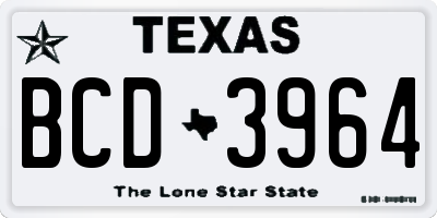 TX license plate BCD3964