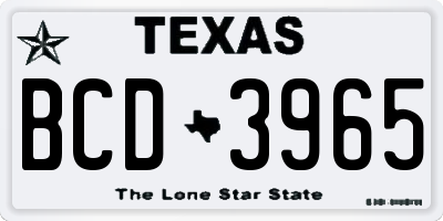 TX license plate BCD3965