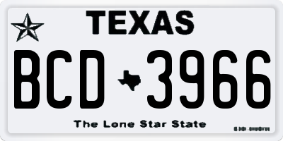 TX license plate BCD3966