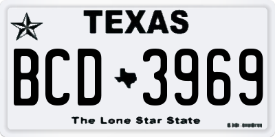 TX license plate BCD3969