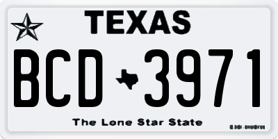 TX license plate BCD3971
