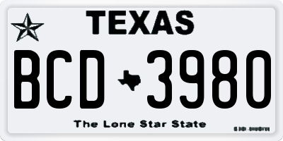 TX license plate BCD3980