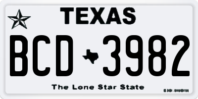 TX license plate BCD3982