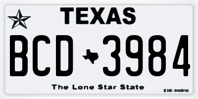 TX license plate BCD3984