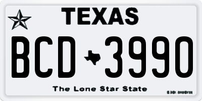 TX license plate BCD3990