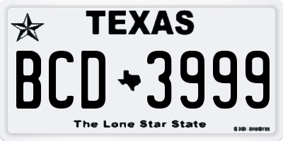 TX license plate BCD3999